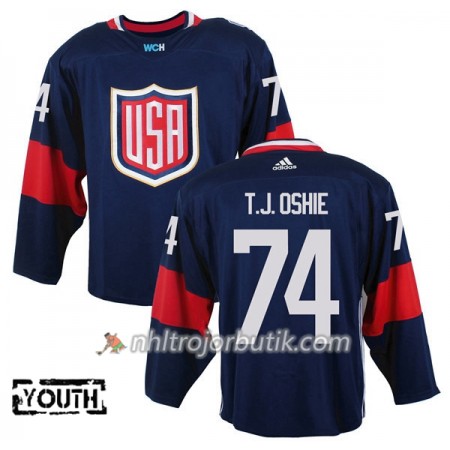 USA Tröja T.J. Oshie 74 World Cup 2016 Barn Blå Premier